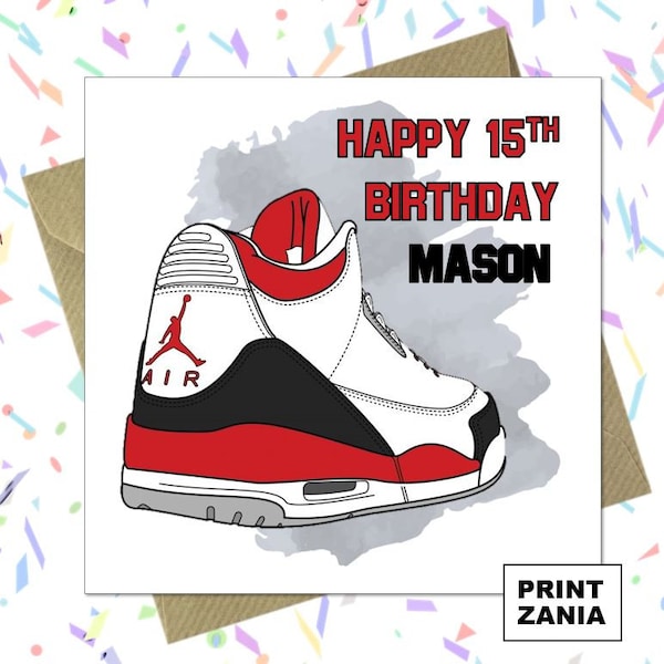 Personalised Nike Jordan Sneakers - Boss - Birthday Card - Trainers Daughter Son Granddaughter Grandson Sister Brother Nephew Niece YA