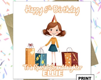 Personalised Girls Birthday Card -  Daughter Niece Granddaughter Friend Cousin Any age or RELATION 7th 8th 9th 10th 11th 12th CKR