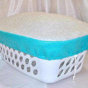 Fleece Laundry Basket Cover: Dorm Gift, College Essential, Turquoise & Gray Decor
