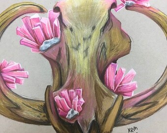 Pink Cobaltoan Adamite Gold Plated Boar Skull