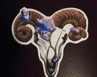 Purple Fluorite Ram Skull