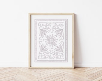 Purple Print, Digital Download, PRINTABLE Wall Art, Lilac Flower Print, Boho Wall Art, Floral Pattern, Floral Design