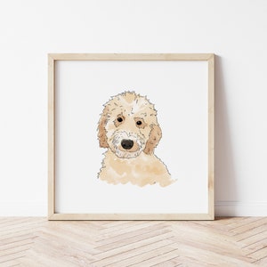 Goldendoodle Portrait, Instant Download, Dog Print, Pet Portrait, Doodle Art, Goldendoodle Puppy, Dood Art, Instant Download Pet Portrait image 1