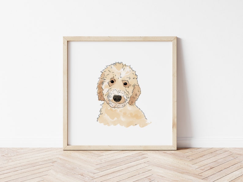 Goldendoodle Portrait, Instant Download, Dog Print, Pet Portrait, Doodle Art, Goldendoodle Puppy, Dood Art, Instant Download Pet Portrait image 1