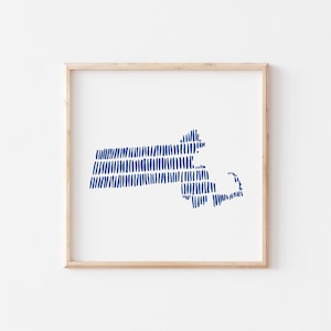 Massachusetts Print, Instant Download, Minimalist State Print, Modern Art image 1