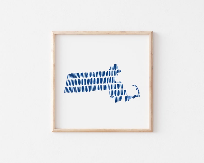 Massachusetts Print, Instant Download, Minimalist State Print, Modern Art image 1