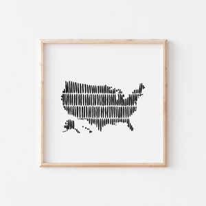 USA Druck, Sofort Download, Minimalistischer State Print, Moderne Kunst, Amerika, Vereinigte Staaten von Amerika Karte, USA Karte, US Karte