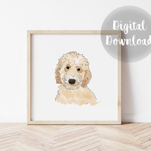 Goldendoodle Portrait, Instant Download, Dog Print, Pet Portrait, Doodle Art, Goldendoodle Puppy, Dood Art, Instant Download Pet Portrait image 2