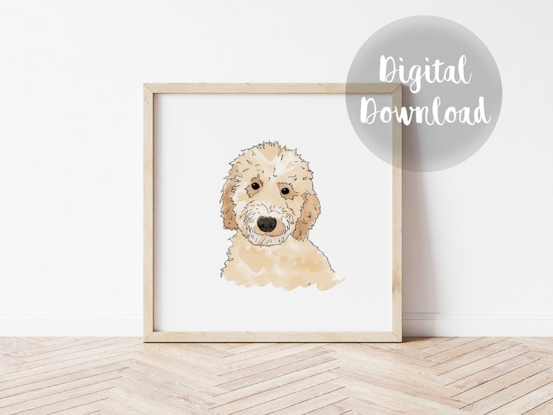 Goldendoodle Portrait, Instant Download, Dog Print, Pet Portrait, Doodle Art, Goldendoodle Puppy, Dood Art, Instant Download Pet Portrait image 2