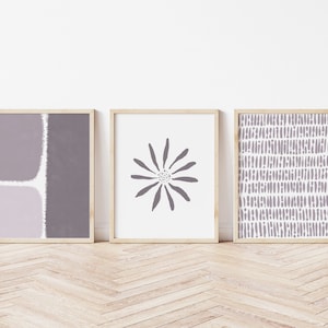 Set of Three Lilac Prints, Digital Download, PRINTABLE Wall Art, Purple Flower Print, Lilac Gallery Wall, Neutral Print Set, Boho Wall Art