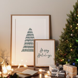 Two Christmas Prints | Christmas Tree | Christmas Wall Art | Holiday Decor | Red Christmas Decor | Naughty or Nice | Happy Holidays