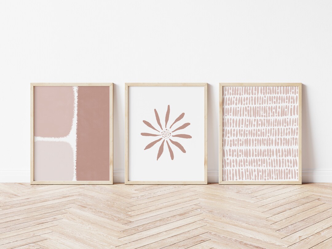 Set of Three Blush Prints, Digital Download, PRINTABLE Wall Art, Pink ...