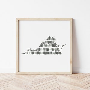 Virginia Print, Téléchargement instantané, Minimalist State Print, Art moderne, VA State, Virginia Wall Art, Virginia State