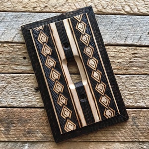 Rustic Wood Tribal home decor light switch plate