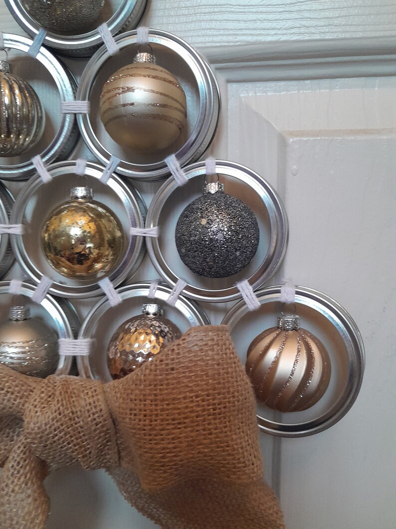 Mason Jar Lid Christmas Tree, Front Door Decor, Wall Decor, Holiday