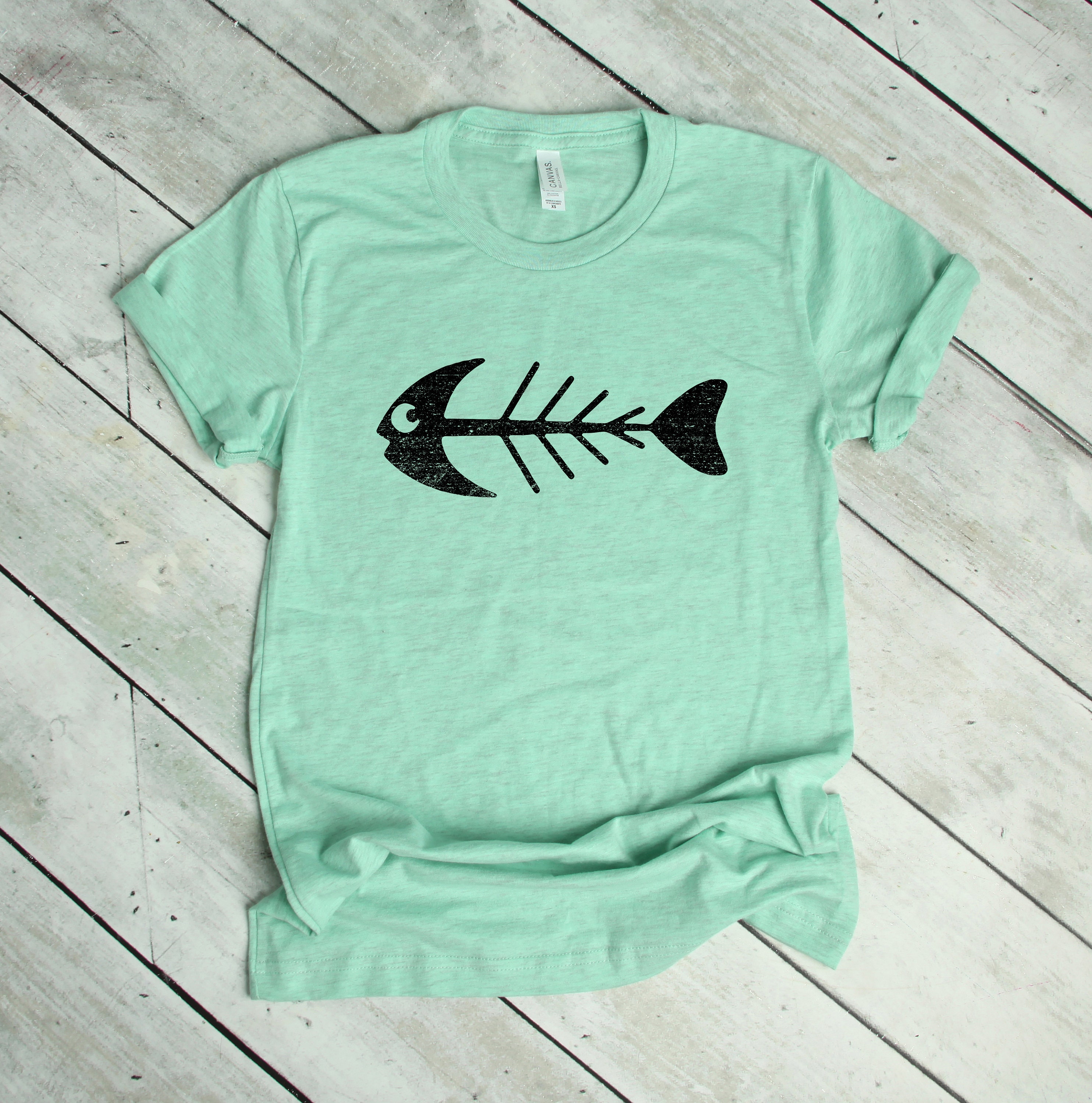 Fish Bones Skeleton Fishing Shirt Vintage T Shirt Boutique Etsy