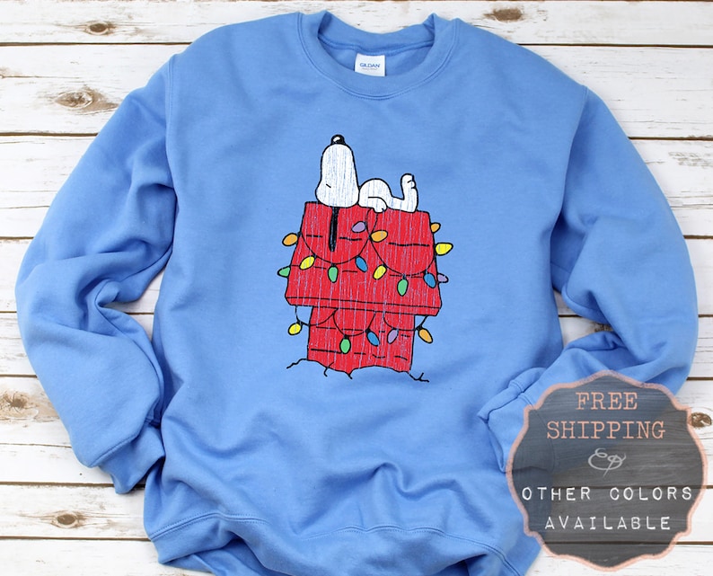 Snoopy Doghouse Christmas Lights Sweatshirt Vintage Retro 80s Etsy