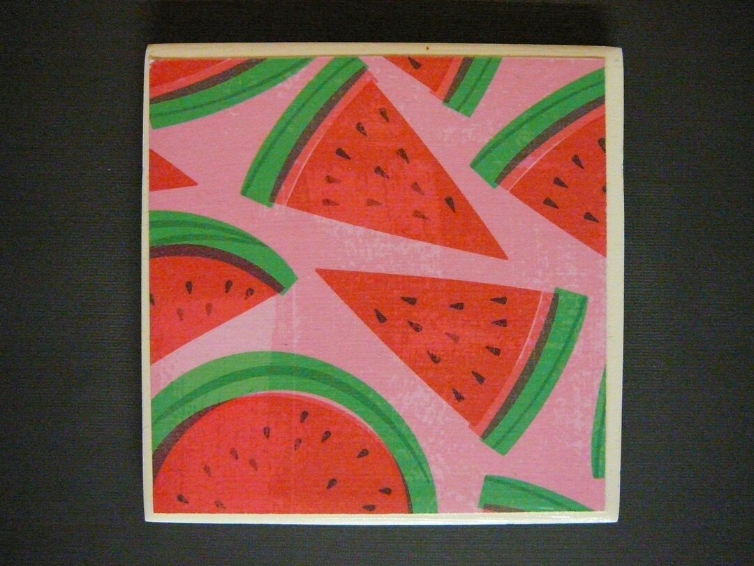 Watermelon Ceramic Tile Coaster - Etsy