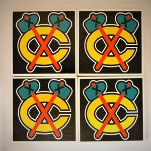 Chicago Blackhawks Ceramic Tile Coasters Set of 4