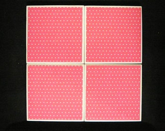 Polka Dots Ceramic Tile Coasters Set of 4