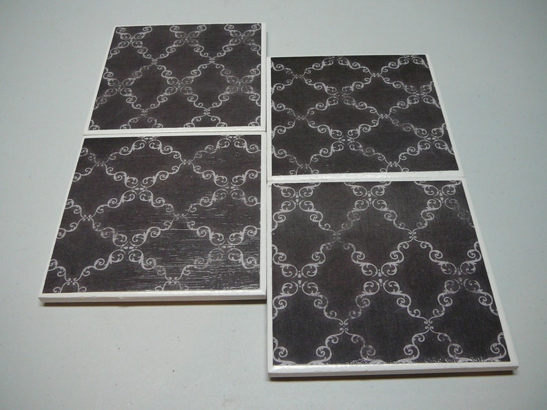 Set of 4 ceramic tile coasters