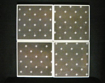 Black & White Ceramic Tile Coasters Set of 4