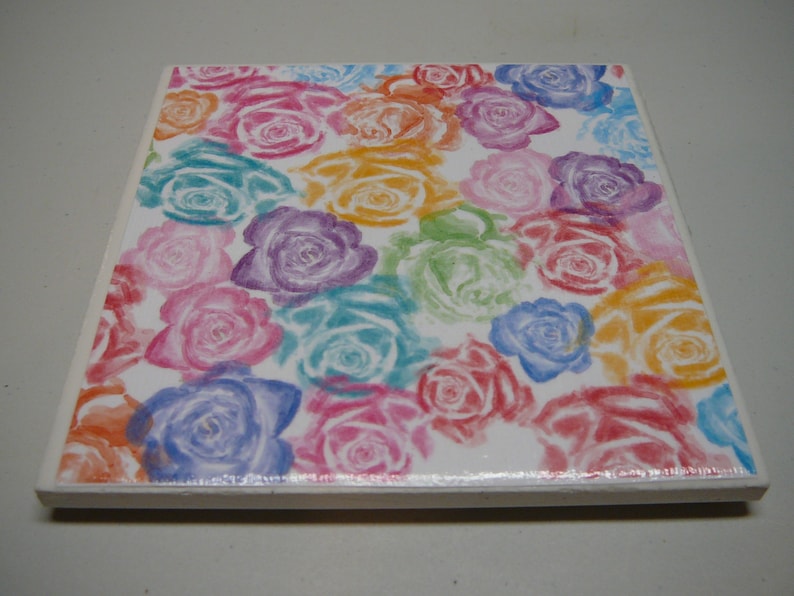 Set of 4 ceramic tile coasters
