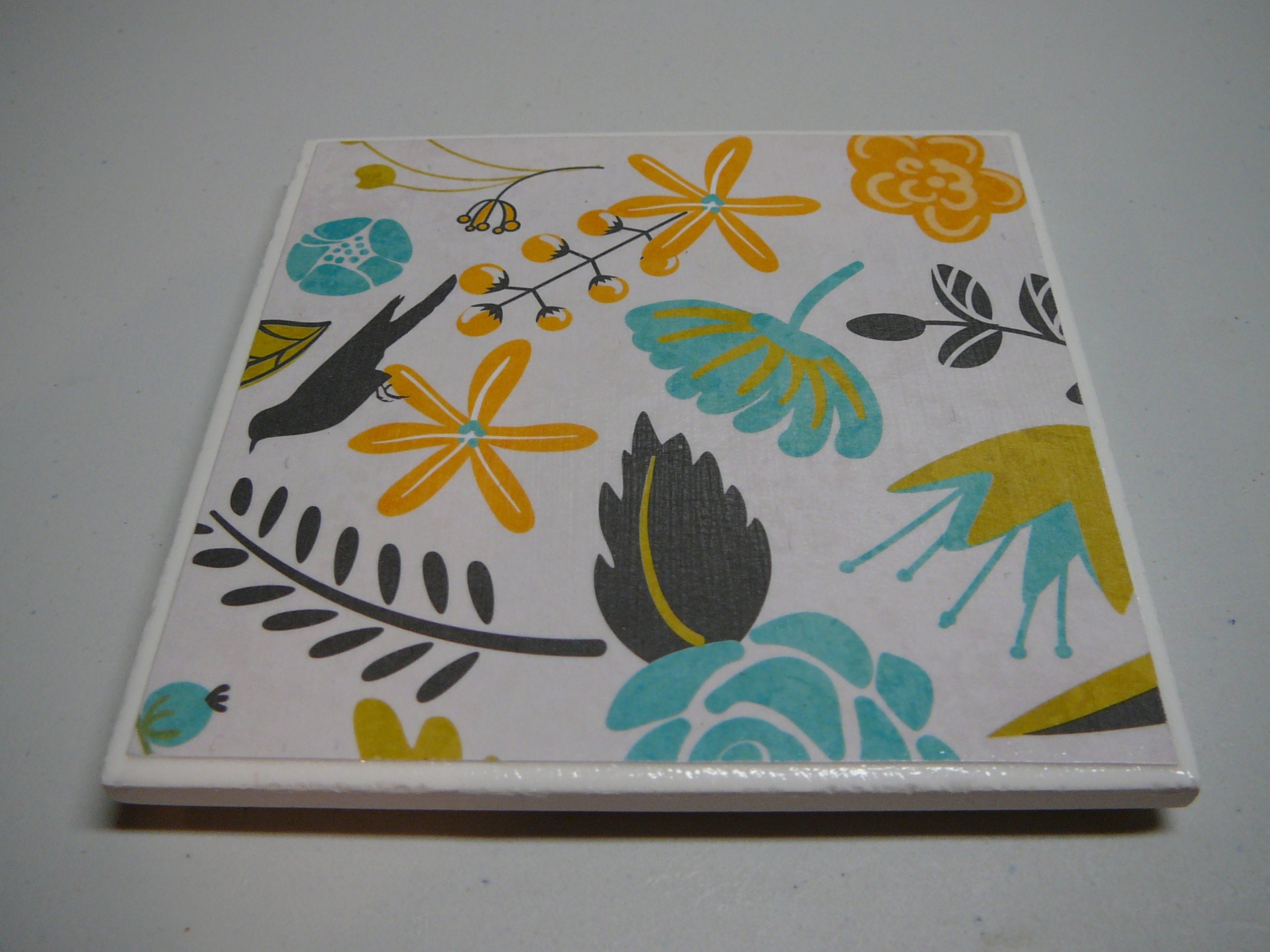 Set of 4 Ceramic Tile Coasters Etsy UK