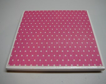 Polka Dots Ceramic Tile Coasters Set of 4