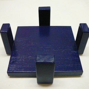 Blue Wood Coaster Holder