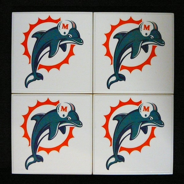 Miami Dolphins Ceramic Tile Coasters Set of 4