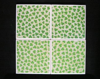 Shamrock Ceramic Tile Coasters Set of 4