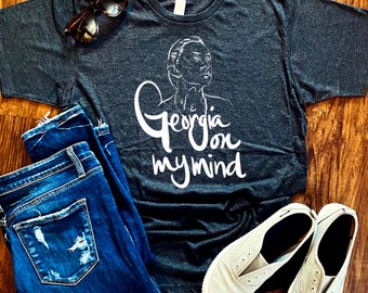 Georgia On My Mind ＧＡ Womans T Shirt Teen Girls Short Sleeve Print Leak Navel T-Shirt