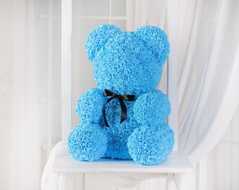 tiffany blue rose teddy bear