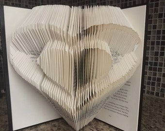 Folded Book Art-Double Hearts