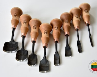 Handmade Wood Carving Gouge Set, High Carbon Steel, 8pcs