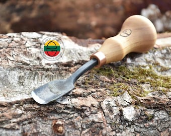 Wood Carving Gouge: Spring Steel, Hardwood Handle