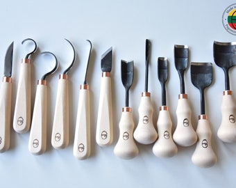 Handmade Wood Carving Knife Set, Spoon and Bowl Carving Tools