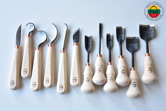 Handmade Wood Carving Knife Set, Spoon and Bowl Carving Tools