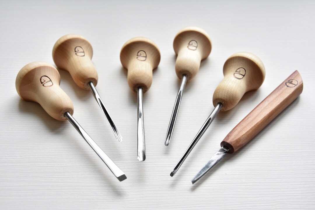 Linocut Carving Tool Set 6 Pcs. Handmade Wood Carving Tools. Etsy
