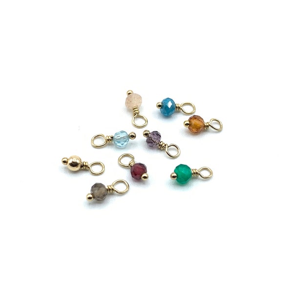 charms 2,5 mm,perles,ajouts,pour mini créoles,charms supplémentaires,pierres fines,gold filled,or,multicolores,pierres