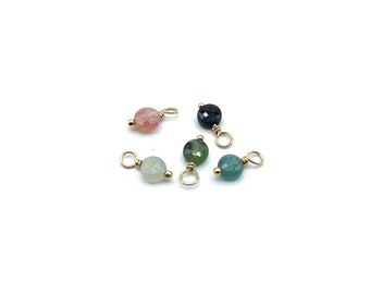 Charms Pellet 3mm, Perlen, Ergänzungen, für Mini-Kreolen, zusätzliche Charms, feine Steine, Gold gefüllt, Gold, mehrfarbig, Turmalin, anpassen