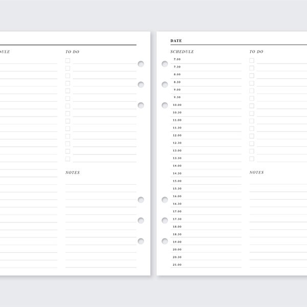 Gedruckte A5 Daily Filofax Planer Einlagen für Ring Planer, minimal 2021 2022, vds van der spek, gillio, DO1P Daily Note to do Seiten, to do