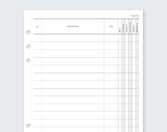 Inbox GTD A5 Printed filofax PW planner inserts for ring planners, Getting things done, minimal 2022, vds, kikki k, gillio, braindump, to do