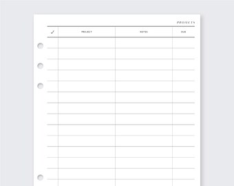 Projects overview GTD A5 Printed filofax PW planner inserts for ring planners Getting things done, minimal 2022, vds gillio, braindump to do