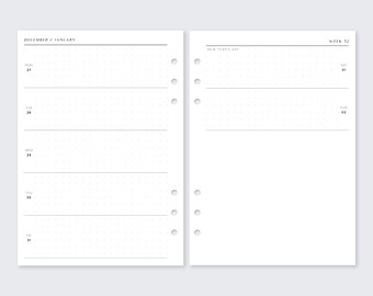 Printed FCC weekly filofax planner inserts for Franklin Covey Compact ring planners minimal 2022, vds van der spek, gillio, WO2P, to do