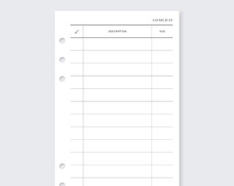 Someday GTD Personal Printed filofax planner inserts for ring planners, Getting things done, minimal 2022 vds van der spek, gillio, to do