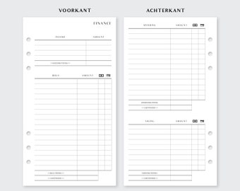 Printed Personal Finance filofax planner inserts for ring planners, minimal 2022, vds van der spek, gillio, note and to do pages, to do