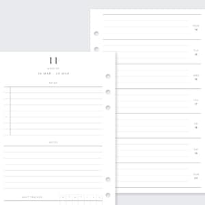 Printed Personal weekly filofax planner inserts for ring planners minimal 2022, vds van der spek, gillio, WO2P, to do, notes, 2023, kikki k image 1