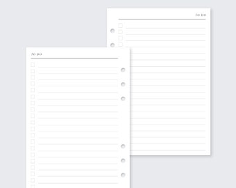 Printed A6 to do filofax planner inserts for ring planners, minimal 2022, vds van der spek, gillio, do1p day on one page, to do schedule